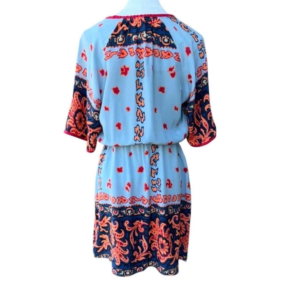 Silk Boho Tassel Dress by Tracy Reese | Blue Orange Paisley Peasant Size Small - Picture 10 of 10